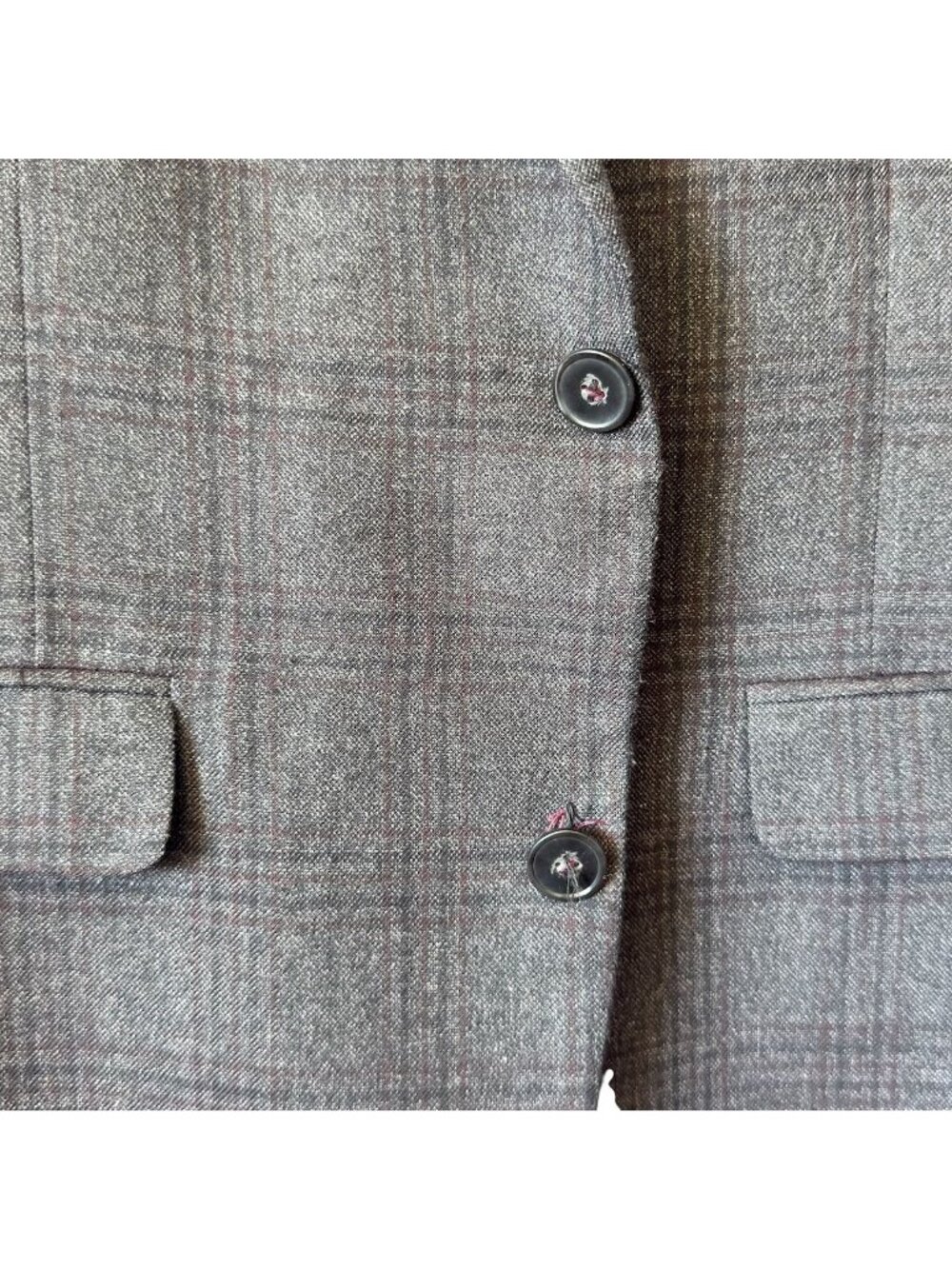 Vintage Tommy Hilfiger Mens 44 R Sport Coat Glen Plaid Check Gray Black Wool - Picture 8 of 16
